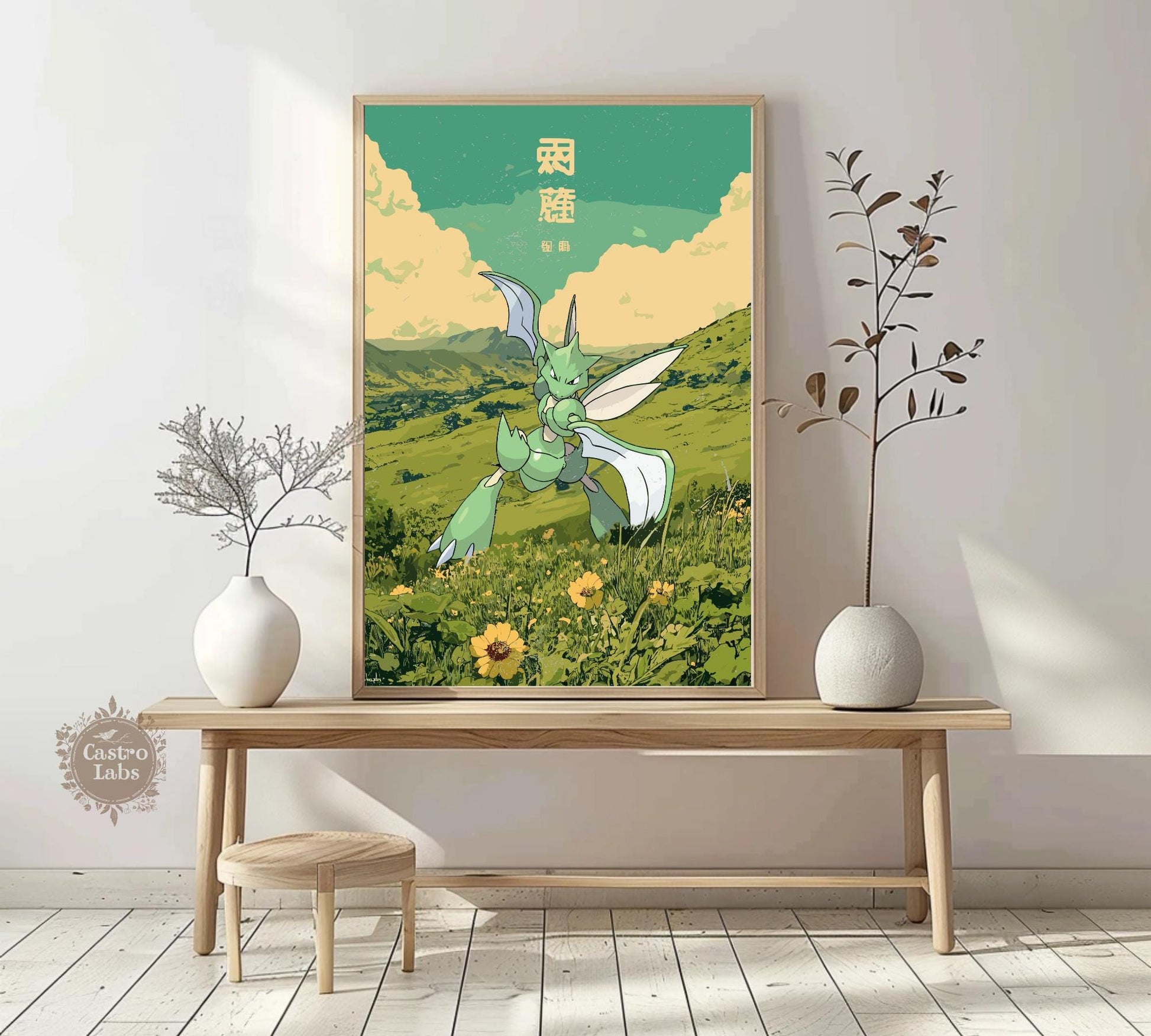 Scyther Japanese Tapestry Style Poster