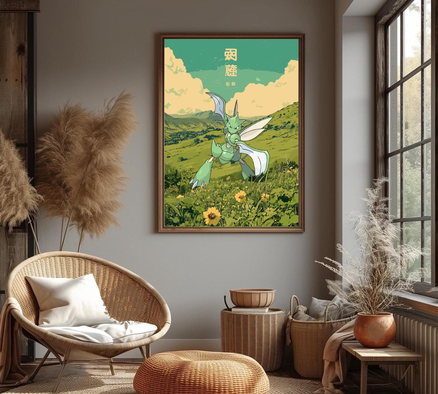 Scyther Japanese Tapestry Style Poster