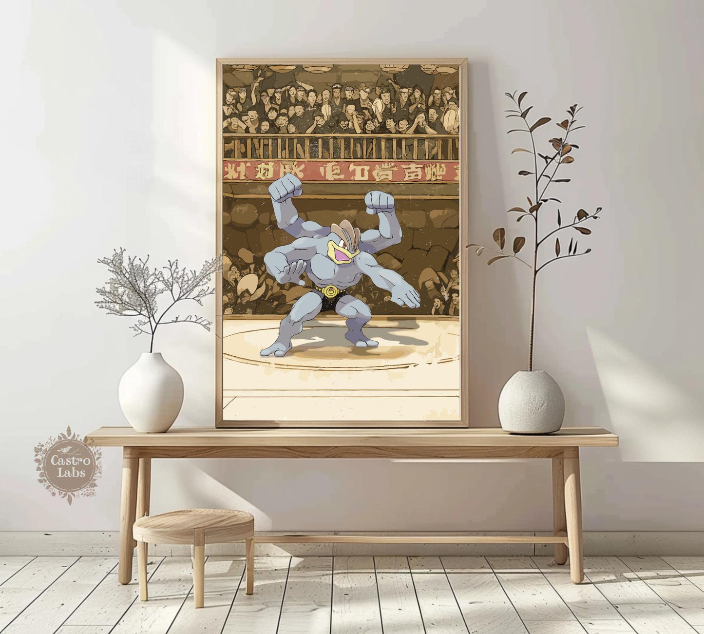 Machamp: Japanese Tapestry Style Pokemon Anime Poster