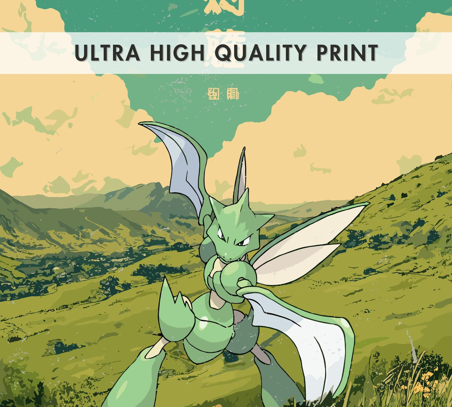 Scyther Japanese Tapestry Style Poster