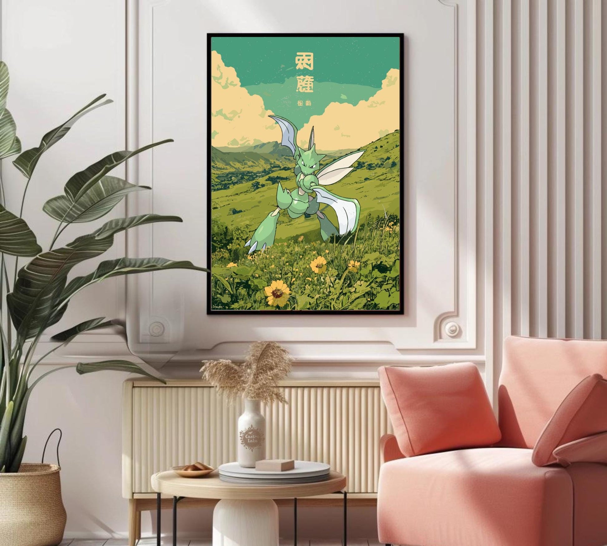 Scyther Japanese Tapestry Style Poster