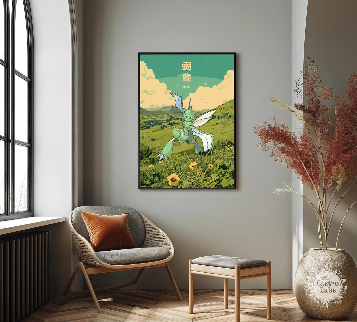 Scyther Japanese Tapestry Style Poster