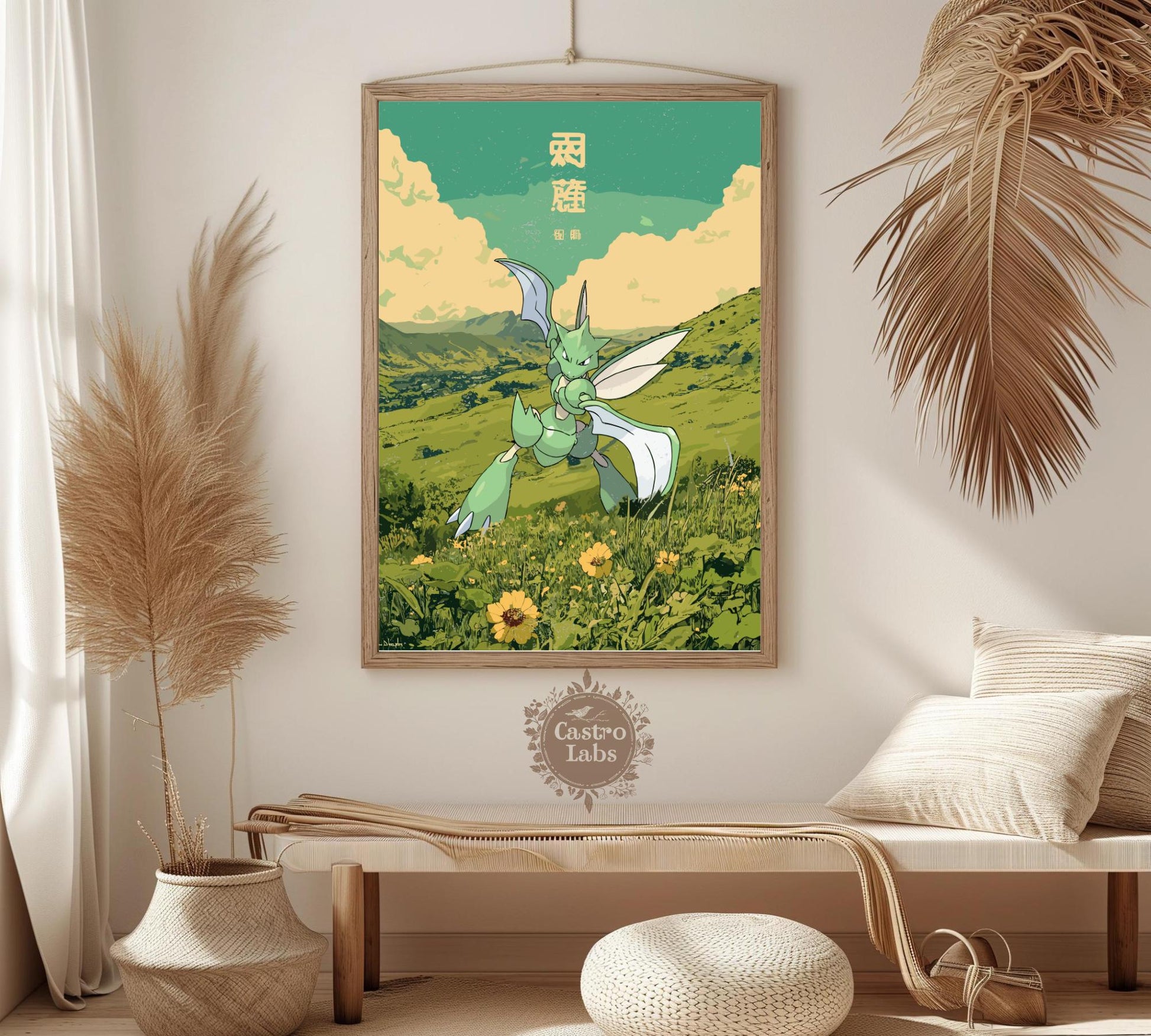 Scyther Japanese Tapestry Style Poster