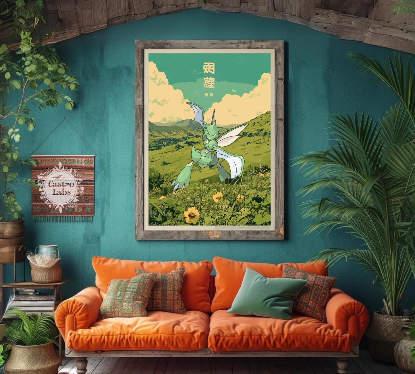 Scyther Japanese Tapestry Style Poster