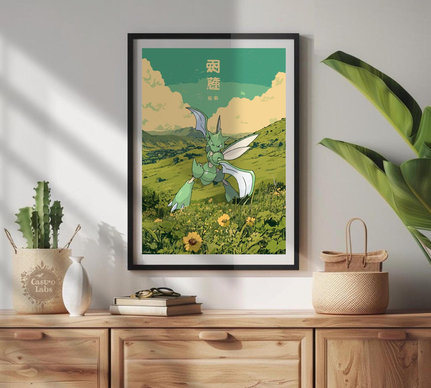 Scyther Japanese Tapestry Style Poster