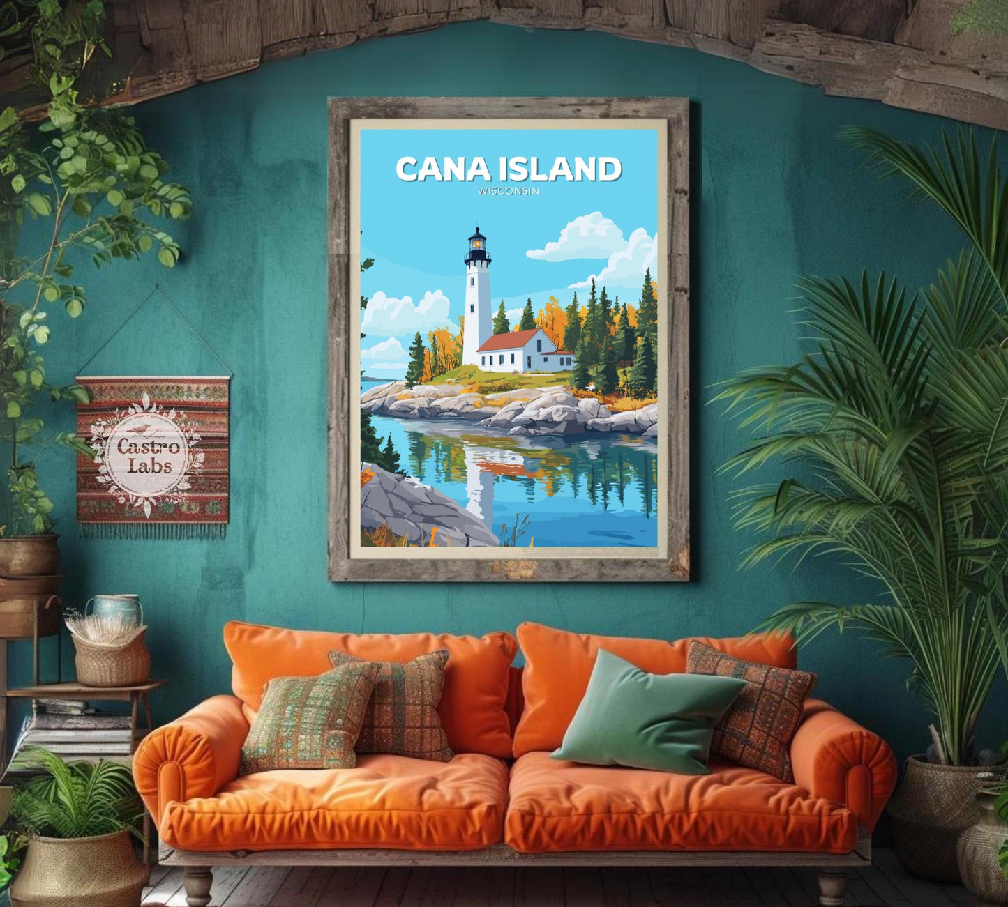 Cana Island Travel Poster, Cana Island Wall Art, Lake Michigan Photo Print, Cana Island Artwork, Home Décor, Wisconsin Poster