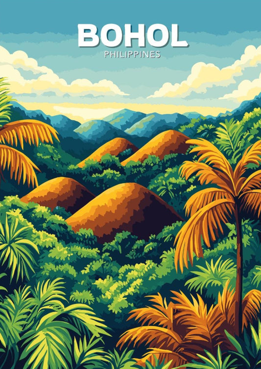 Bohol Poster, Bohol Travel Poster, Bohol Chocolate Hills Artwork, Home Décor, Chocolate Hills Bohol Poster, The Philippines Poster