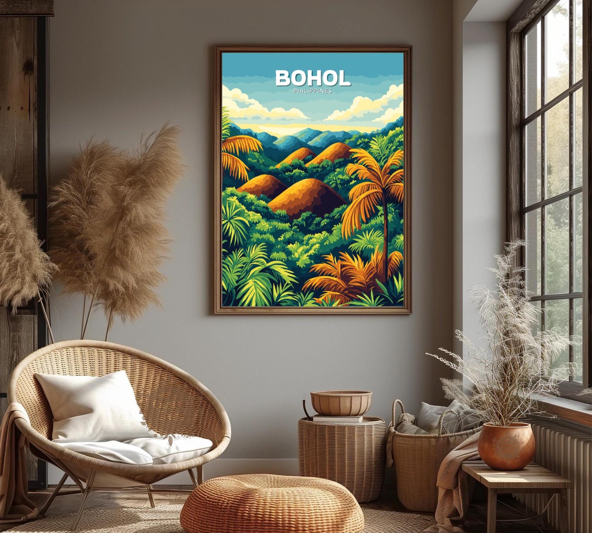 Bohol Poster, Bohol Travel Poster, Bohol Chocolate Hills Artwork, Home Décor, Chocolate Hills Bohol Poster, The Philippines Poster