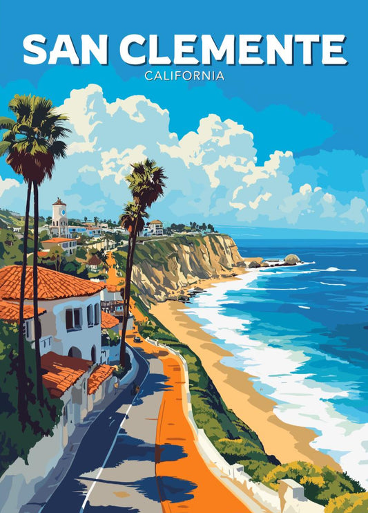 San Clemente Poster, San Clemente Travel Poster, San Clemente Artwork, Home Décor, San Clemente Print,, California Poster, Orange County Art