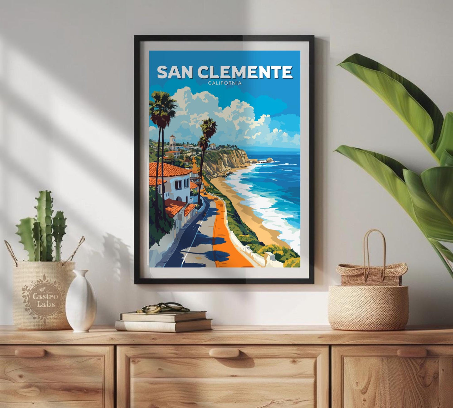 San Clemente Poster, San Clemente Travel Poster, San Clemente Artwork, Home Décor, San Clemente Print,, California Poster, Orange County Art