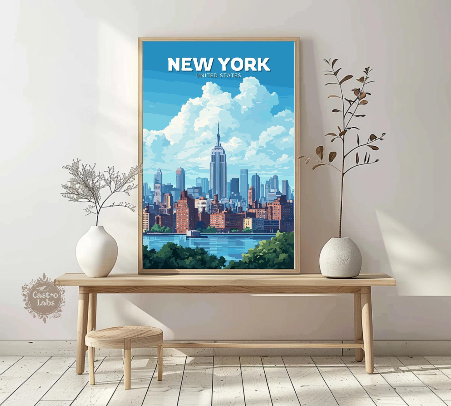 New York Skyline Poster, New York Print, New York Artwork, Home Décor, New York Painting, New York Skyline, Central Park Art, New York