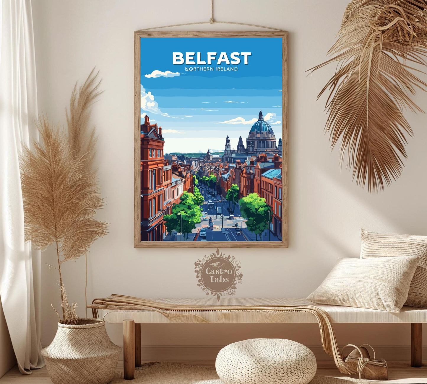Belfast Travel Poster, Belfast Wall Art, Belfast Northern Ireland Print, Belfast Artwork, Home Décor, Northern Ireland Poster, Ireland Art