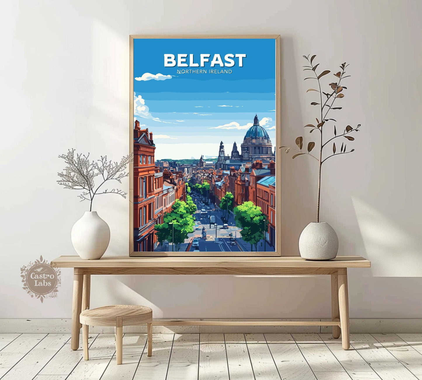 Belfast Travel Poster, Belfast Wall Art, Belfast Northern Ireland Print, Belfast Artwork, Home Décor, Northern Ireland Poster, Ireland Art