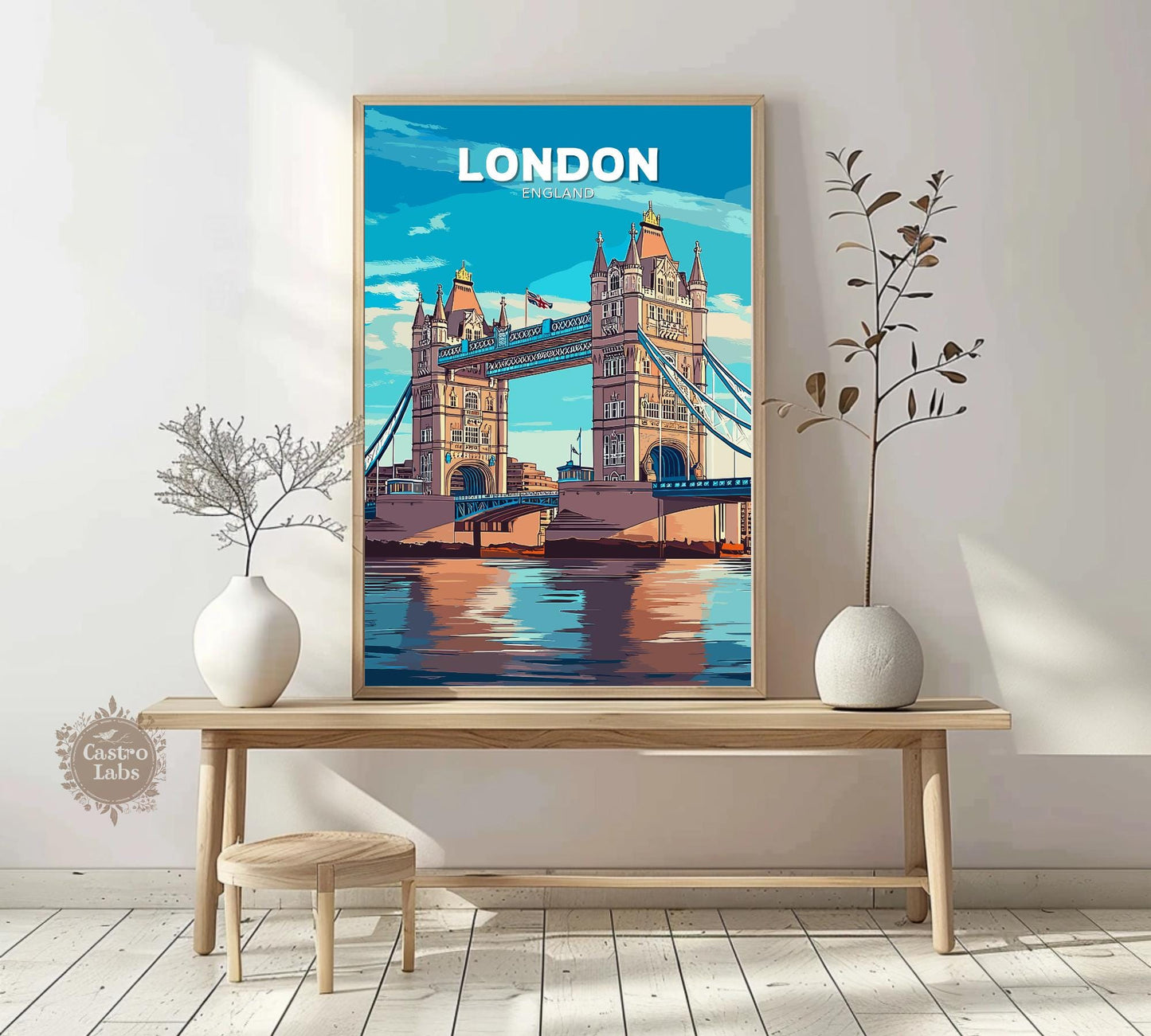 London Travel Poster, London Wall Art, London Print, London Bridge Artwork, Home Décor, London Bridge Poster, London Art, London Bridge Art
