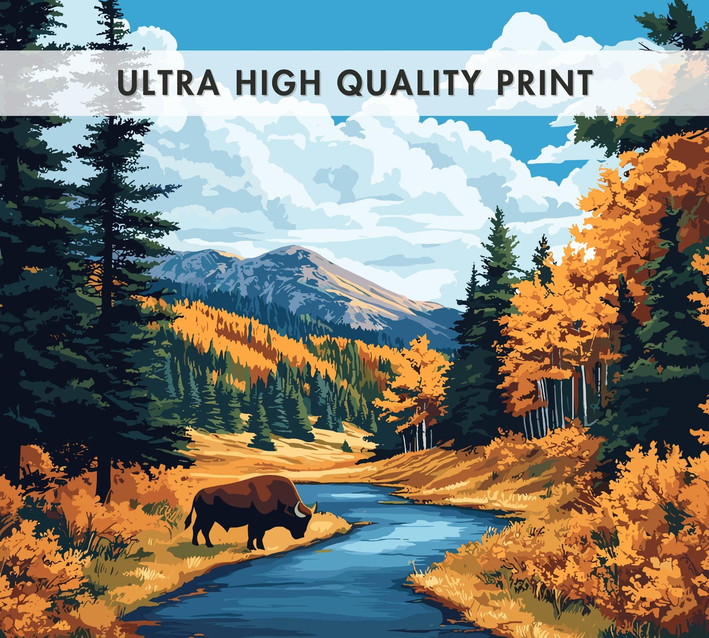 Yellowstone Travel Poster, Yellowstone National Park Wall Art, Yellowstone Park, US National Parks Poster, Home Décor, Yellowstone Poster