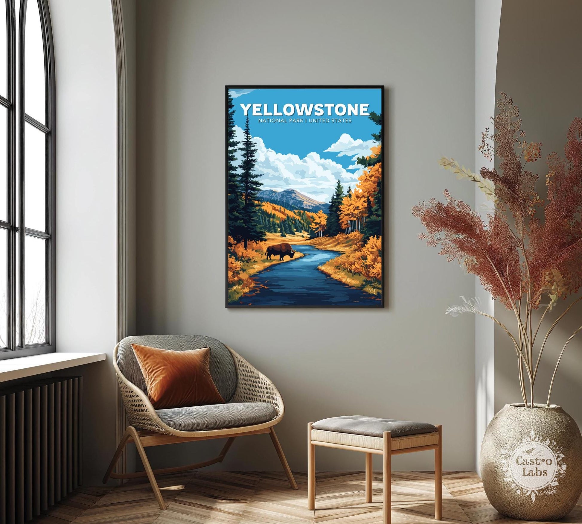 Yellowstone Travel Poster, Yellowstone National Park Wall Art, Yellowstone Park, US National Parks Poster, Home Décor, Yellowstone Poster