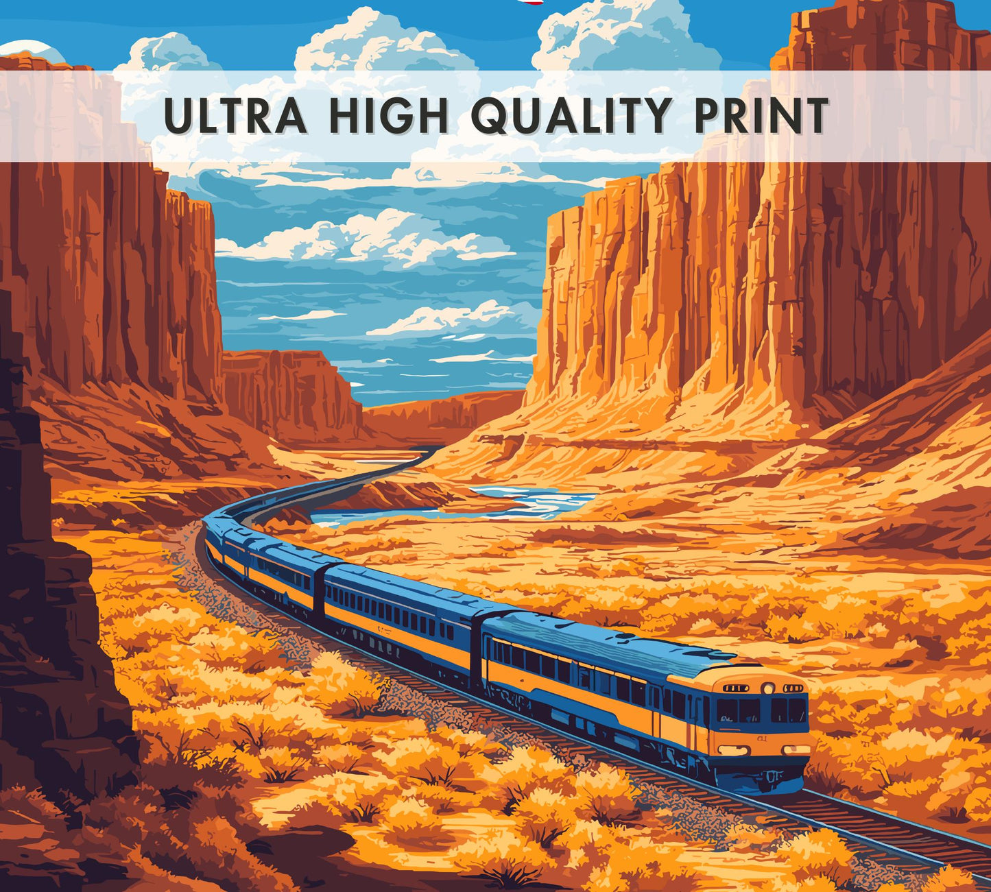 Rocky Mountaineer Travel Poster, Rocky Mountaineer Railway Art, Scenic Train Rides Art, Train Poster, Moab Art, Glenwood Springs, Denver Art