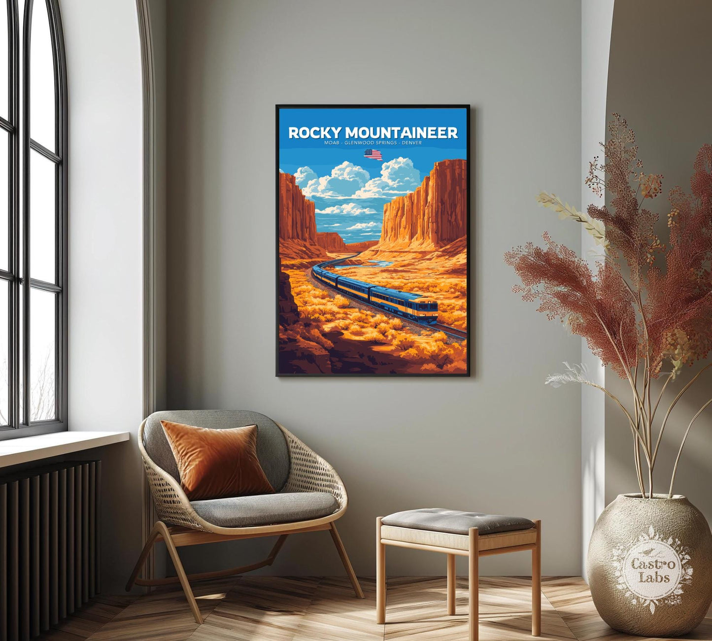 Rocky Mountaineer Travel Poster, Rocky Mountaineer Railway Art, Scenic Train Rides Art, Train Poster, Moab Art, Glenwood Springs, Denver Art