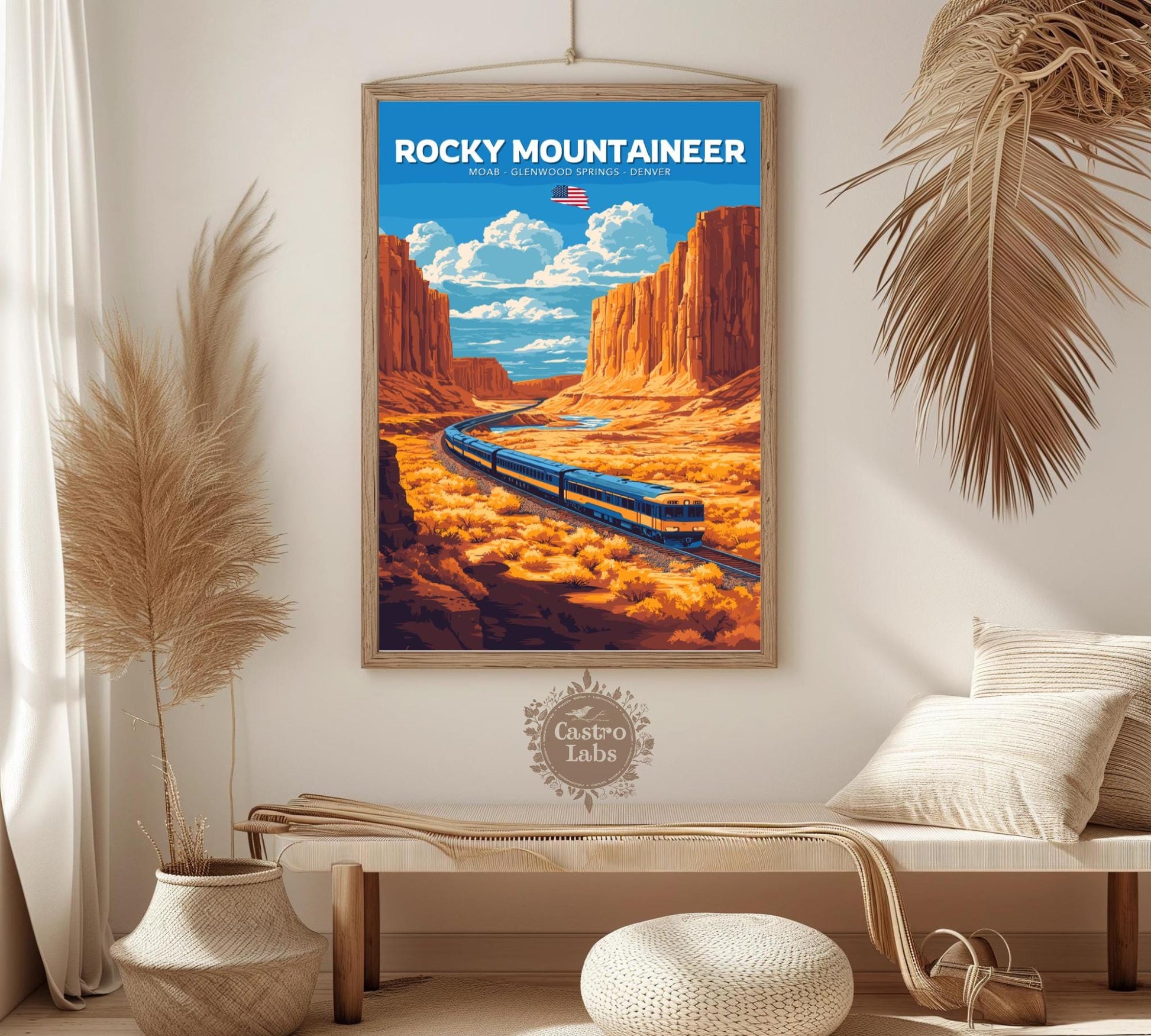 Rocky Mountaineer Travel Poster, Rocky Mountaineer Railway Art, Scenic Train Rides Art, Train Poster, Moab Art, Glenwood Springs, Denver Art