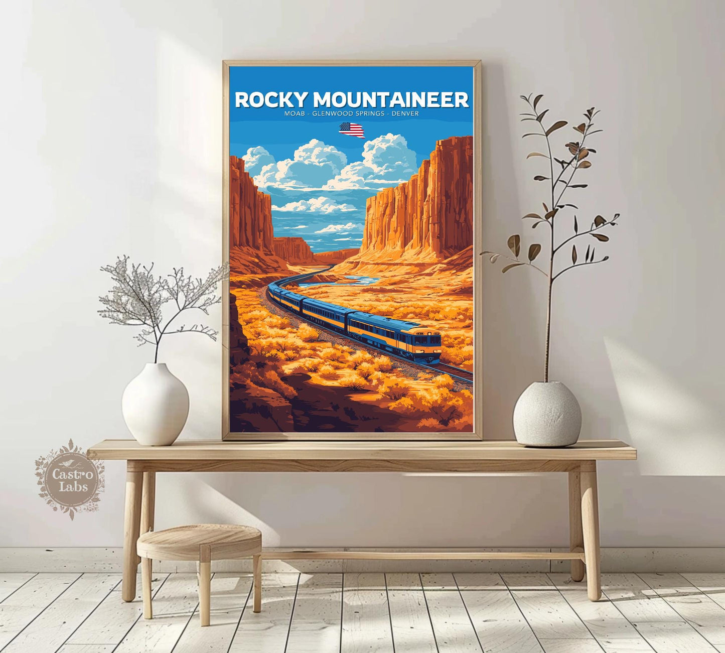 Rocky Mountaineer Travel Poster, Rocky Mountaineer Railway Art, Scenic Train Rides Art, Train Poster, Moab Art, Glenwood Springs, Denver Art