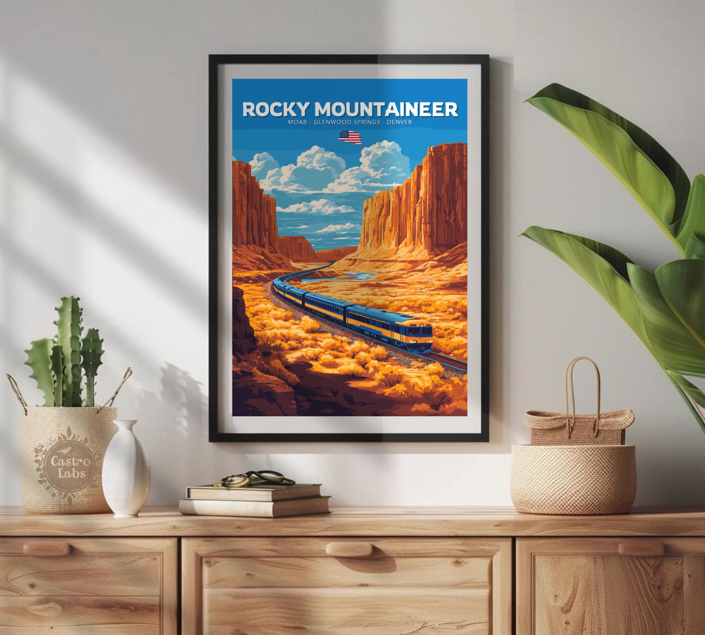 Rocky Mountaineer Travel Poster, Rocky Mountaineer Railway Art, Scenic Train Rides Art, Train Poster, Moab Art, Glenwood Springs, Denver Art
