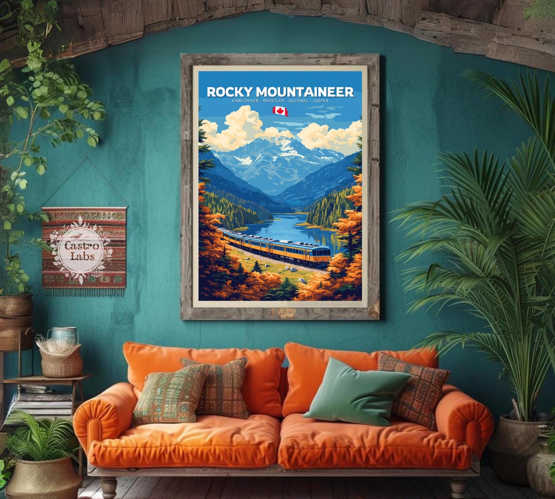 Rocky Mountaineer Print, Rocky Mountaineer Railway Route, Scenic Train Rides, Train Poster, Canada Art, Vancouver, Whistler, Quesnel, Jasper