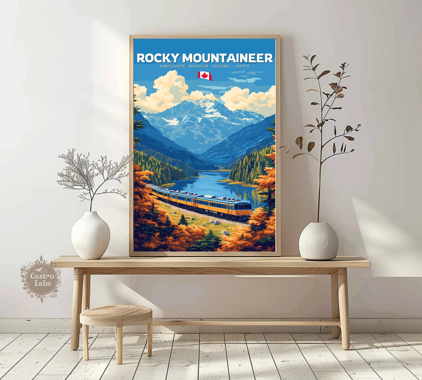Rocky Mountaineer Print, Rocky Mountaineer Railway Route, Scenic Train Rides, Train Poster, Canada Art, Vancouver, Whistler, Quesnel, Jasper