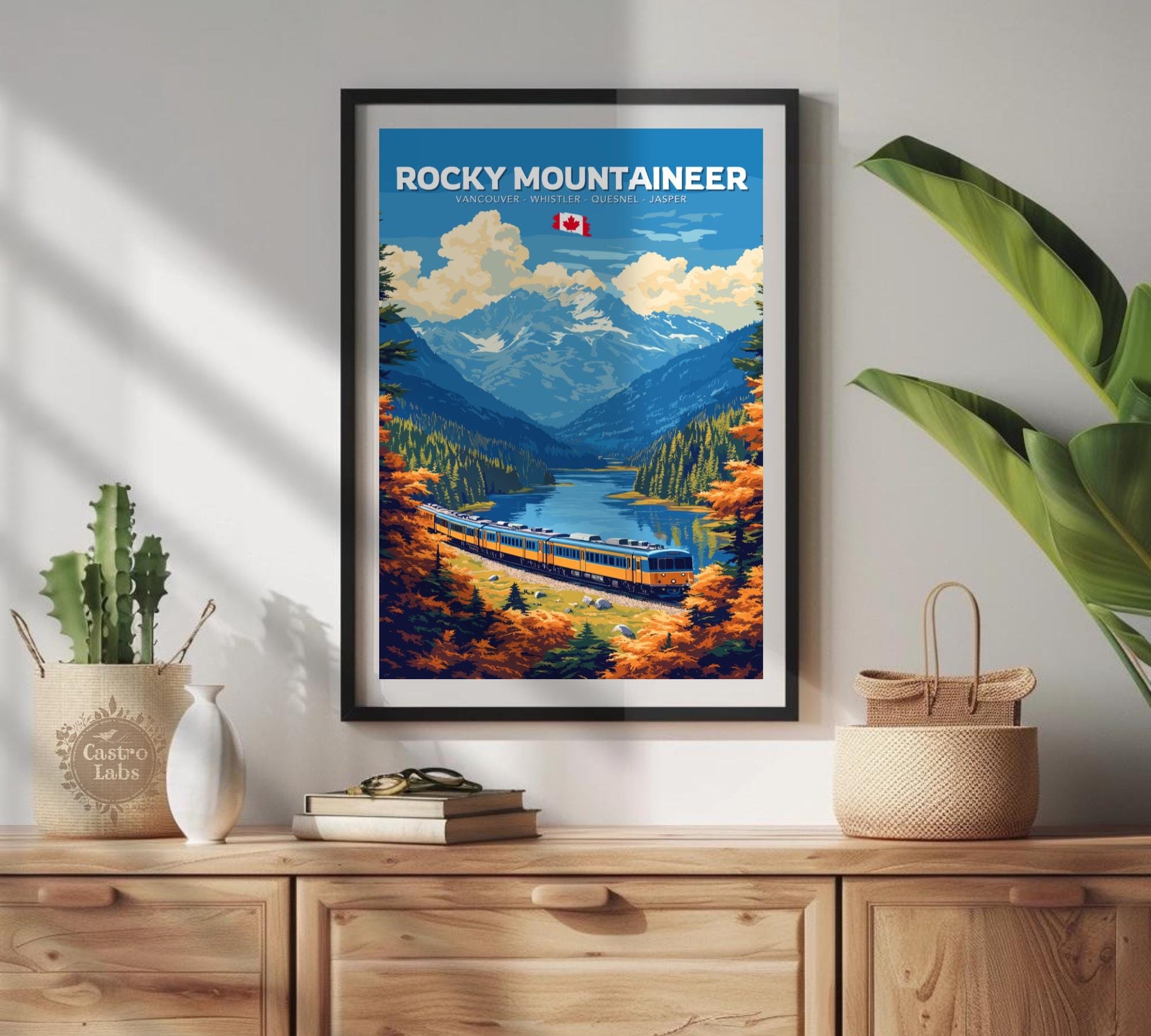 Rocky Mountaineer Print, Rocky Mountaineer Railway Route, Scenic Train Rides, Train Poster, Canada Art, Vancouver, Whistler, Quesnel, Jasper
