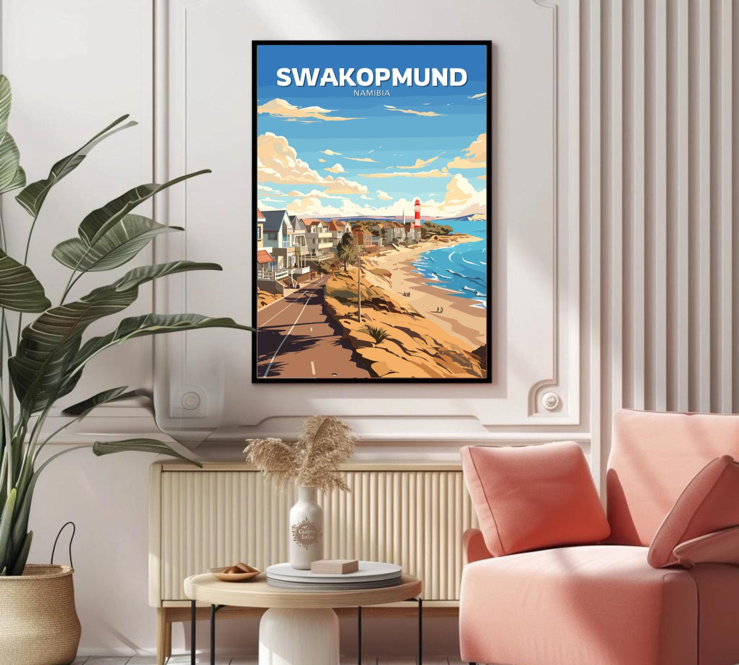 Swakopmund Travel Poster, Swakopmund Namibia Wall Art, Africa Coastal Cities, Swakopmund Poster, Home Décor, Lighthouse Poster, Namibia Art