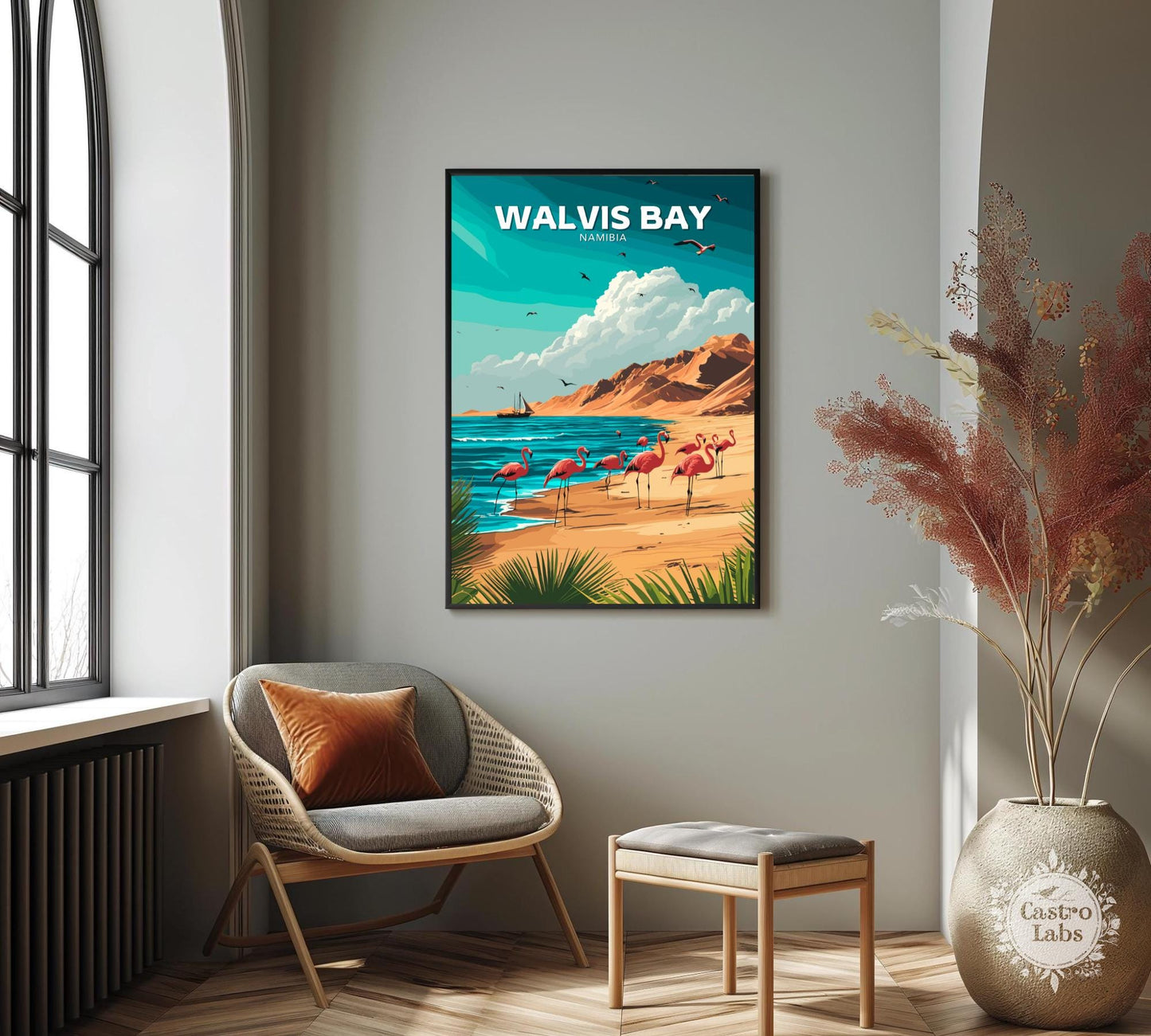 Walvis Bay Travel Poster, Walvis Bay Port Wall Art, Walvis Bay Print, Africa Poster, Home Décor, Namibia Poster, Walvis Bay Namibia Poster
