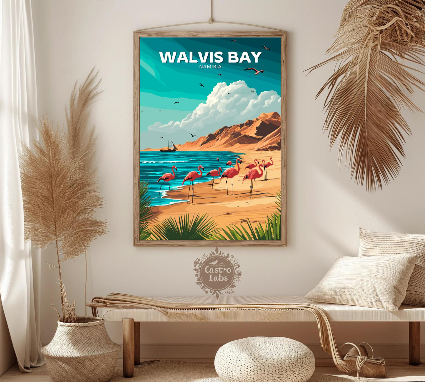 Walvis Bay Travel Poster, Walvis Bay Port Wall Art, Walvis Bay Print, Africa Poster, Home Décor, Namibia Poster, Walvis Bay Namibia Poster
