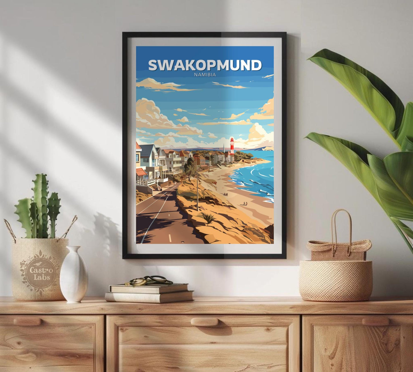 Swakopmund Travel Poster, Swakopmund Namibia Wall Art, Africa Coastal Cities, Swakopmund Poster, Home Décor, Lighthouse Poster, Namibia Art