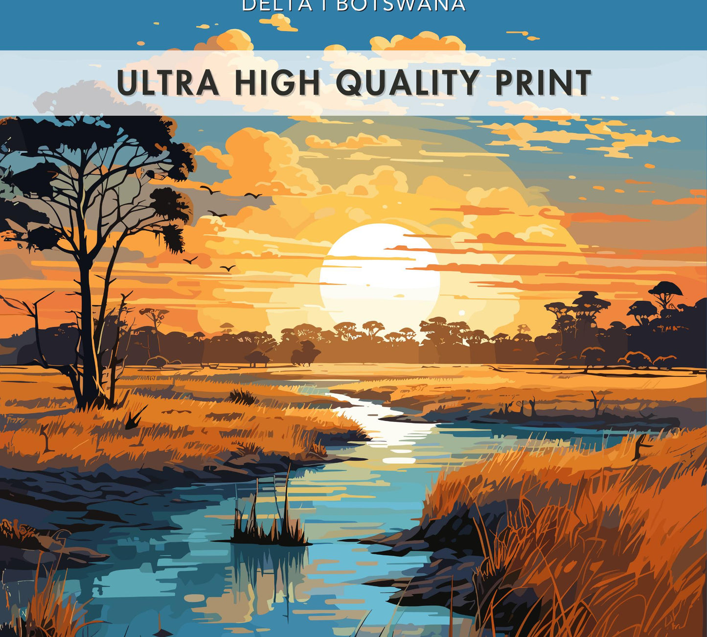 Okavango Travel Poster, Okavango Delta National Park Wall Art, Okavango Park, Africa National Parks Poster, Home Décor, Botswana Poster