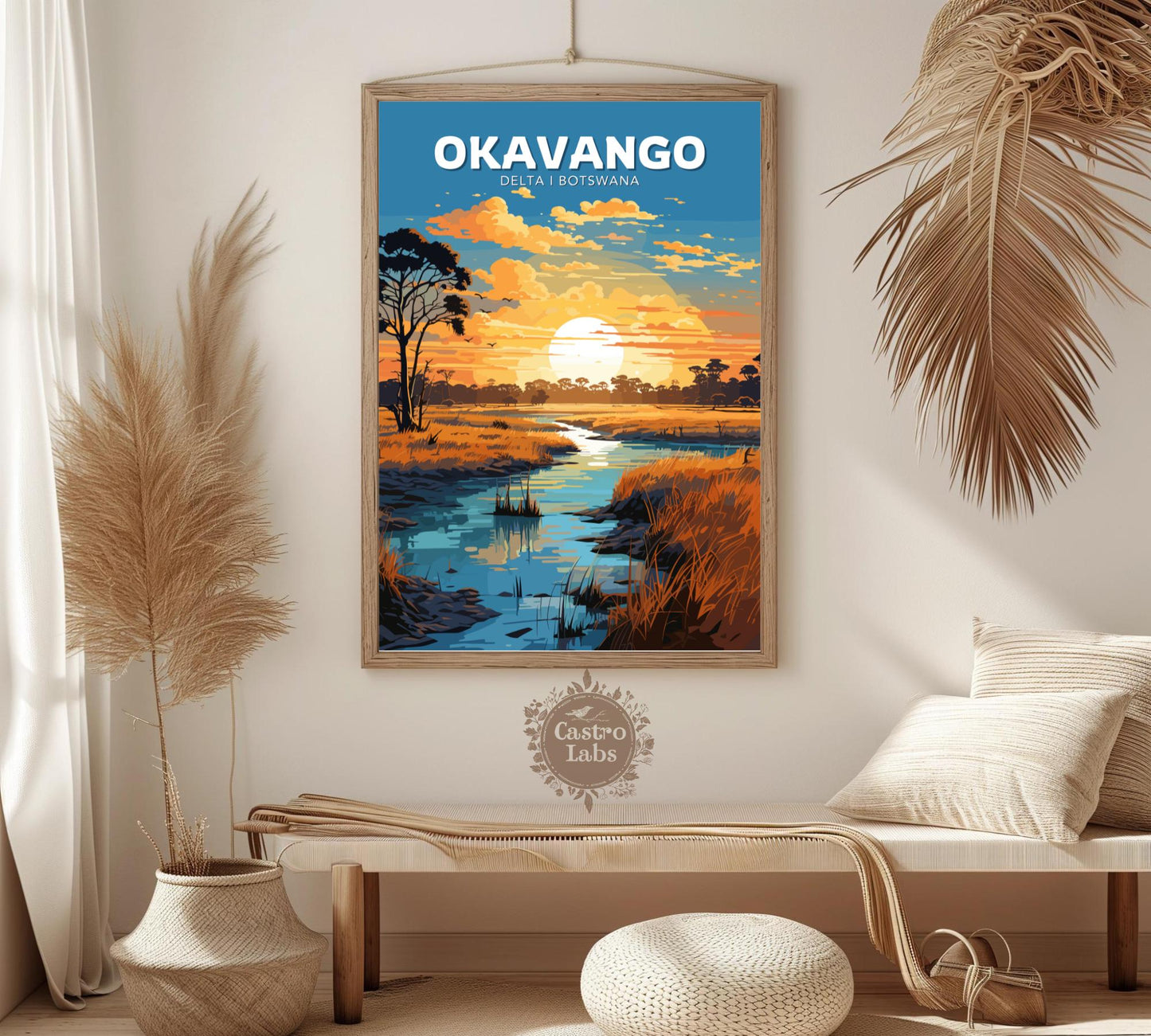 Okavango Travel Poster, Okavango Delta National Park Wall Art, Okavango Park, Africa National Parks Poster, Home Décor, Botswana Poster
