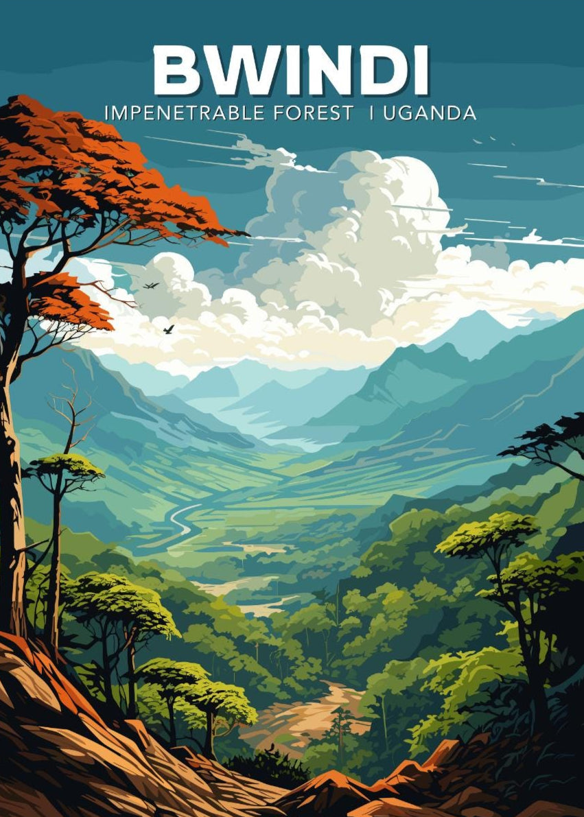 Bwindi Impenetrable Forest Travel Poster, Bwindi Forest Poster, Kanungu Forest, Africa Poster, Home Décor, Bwindi Impenetrable, Forest Print