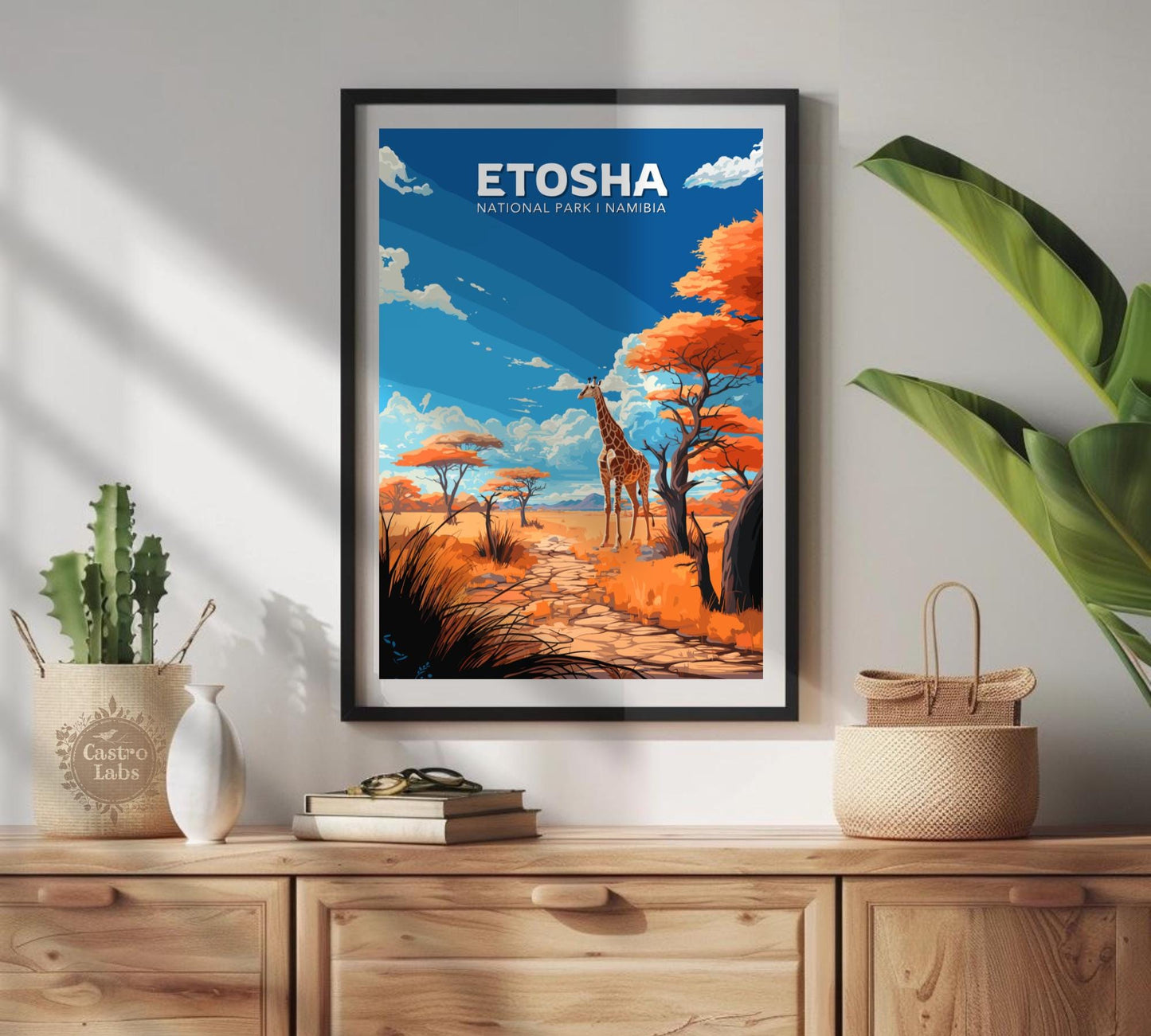 Etosha Travel Poster, Etosha National Park Poster, Etosha Park, Namibia National Park Poster, Home Décor, Namibia Poster, Etosha Namibia Art