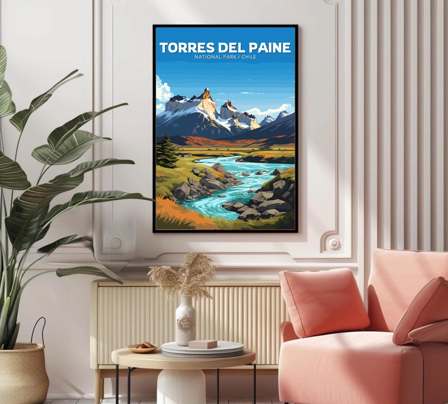 Torres del Paine Travel Poster,  Torres del Paine National Park Art, Torres del Paine Park, Chile National Park, Home Décor, Patagonia Print