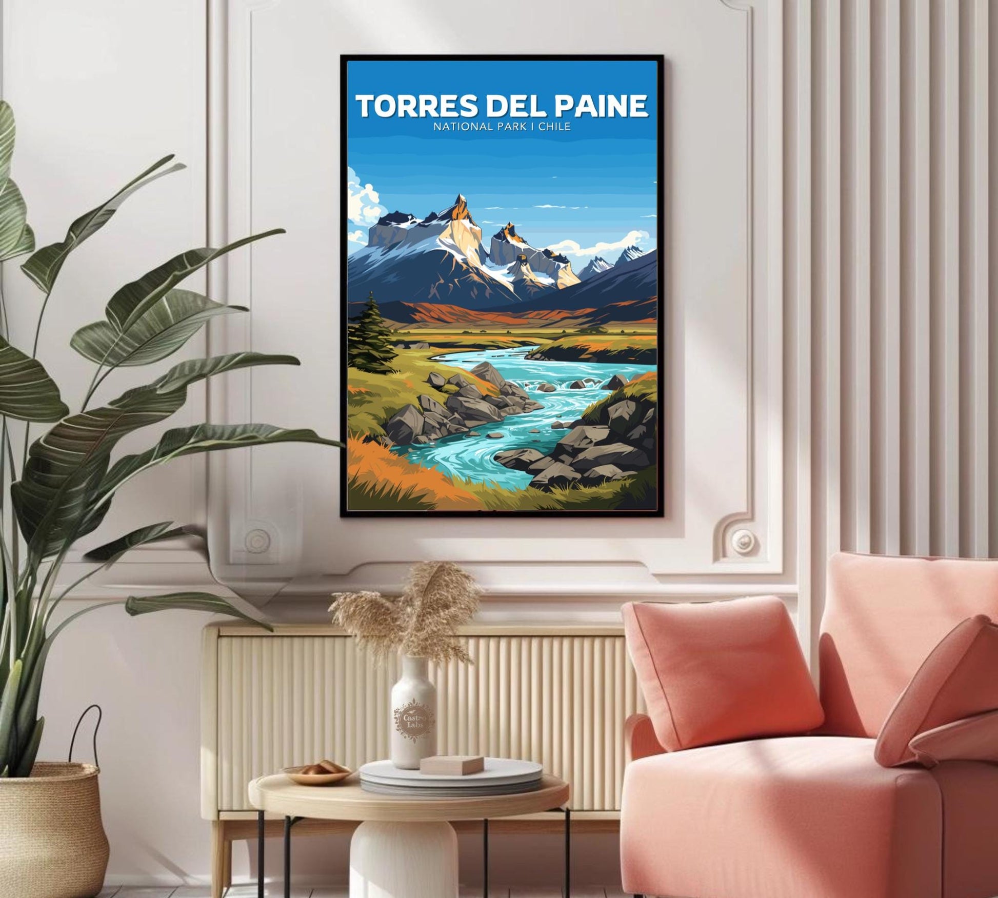 Torres del Paine Travel Poster,  Torres del Paine National Park Art, Torres del Paine Park, Chile National Park, Home Décor, Patagonia Print