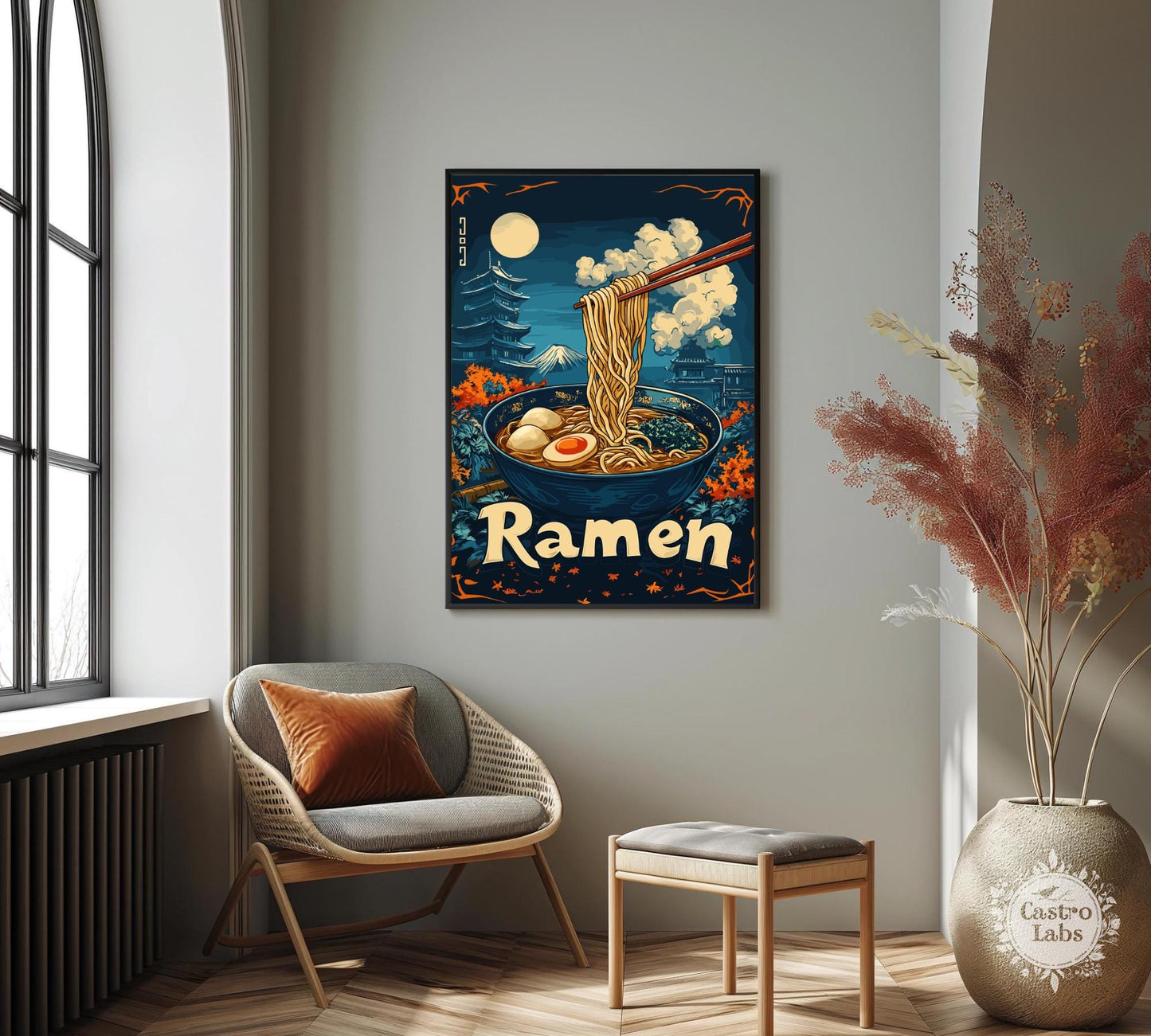 Ramen Poster, Ramen Print, Noodles Print, Ramen Noodles Print, Home Décor, Spicy Noodles Art, Cup Ramen Poster, Ramen Bowl Print