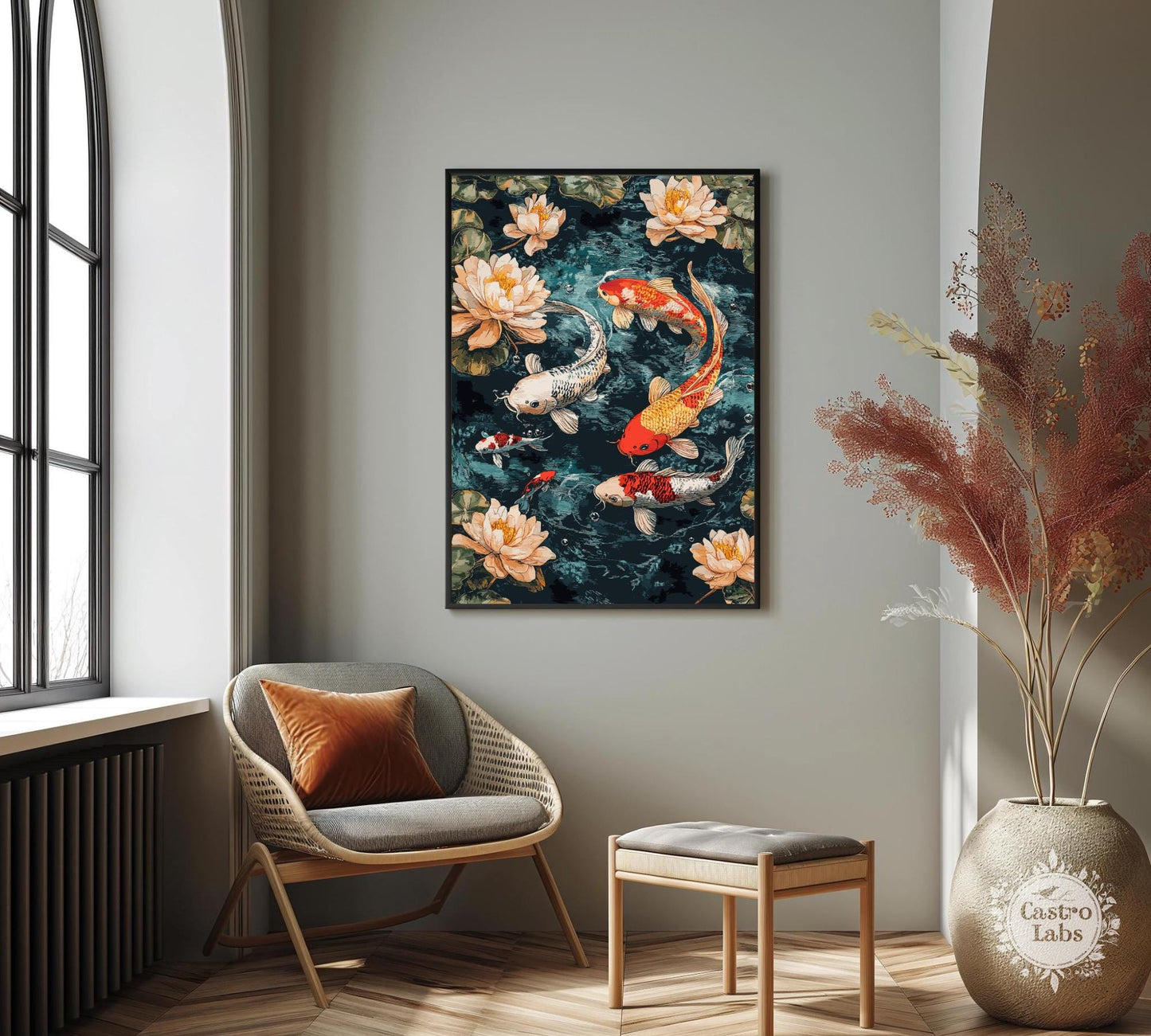 Koi Fish Pond Poster, Koi Fish Japan Poster, Koi Fish Poster, Japan Print, Home Décor, Koi Fish Art, Japanese Koi Fish Poster, Japanese Koi Fish