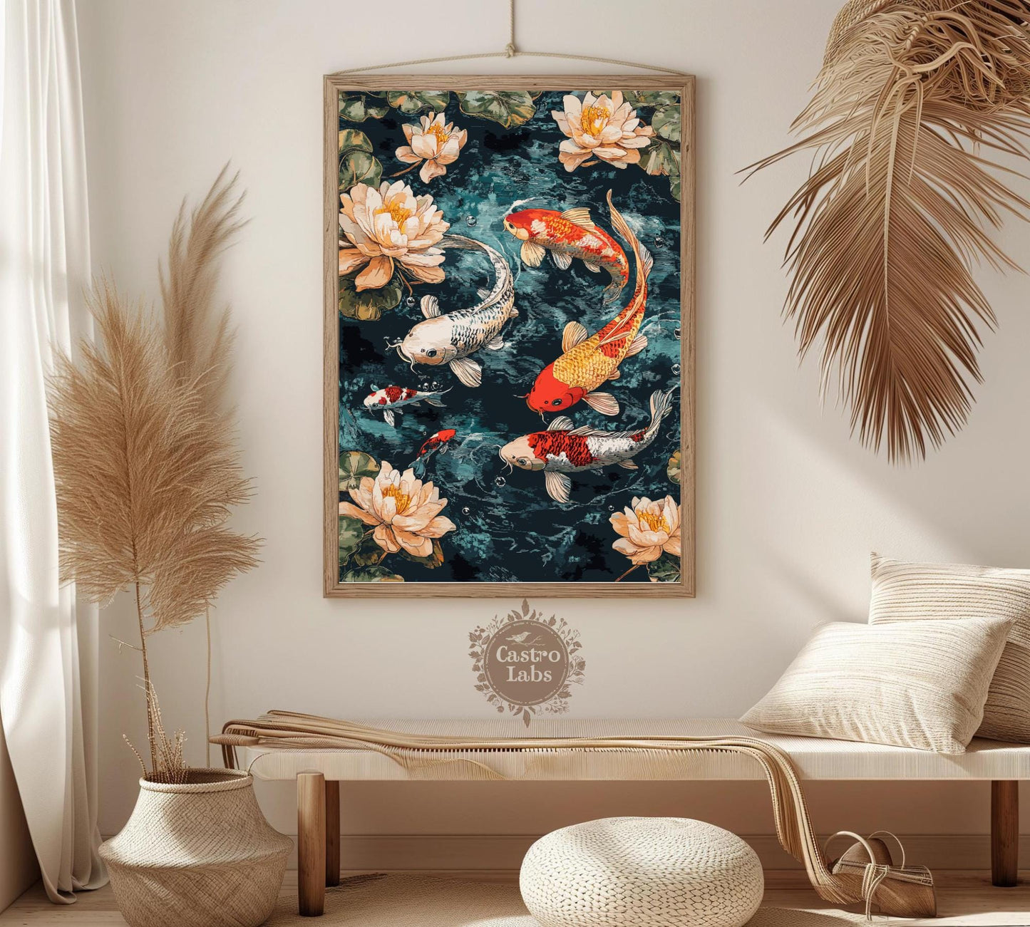 Koi Fish Pond Poster, Koi Fish Japan Poster, Koi Fish Poster, Japan Print, Home Décor, Koi Fish Art, Japanese Koi Fish Poster, Japanese Koi Fish