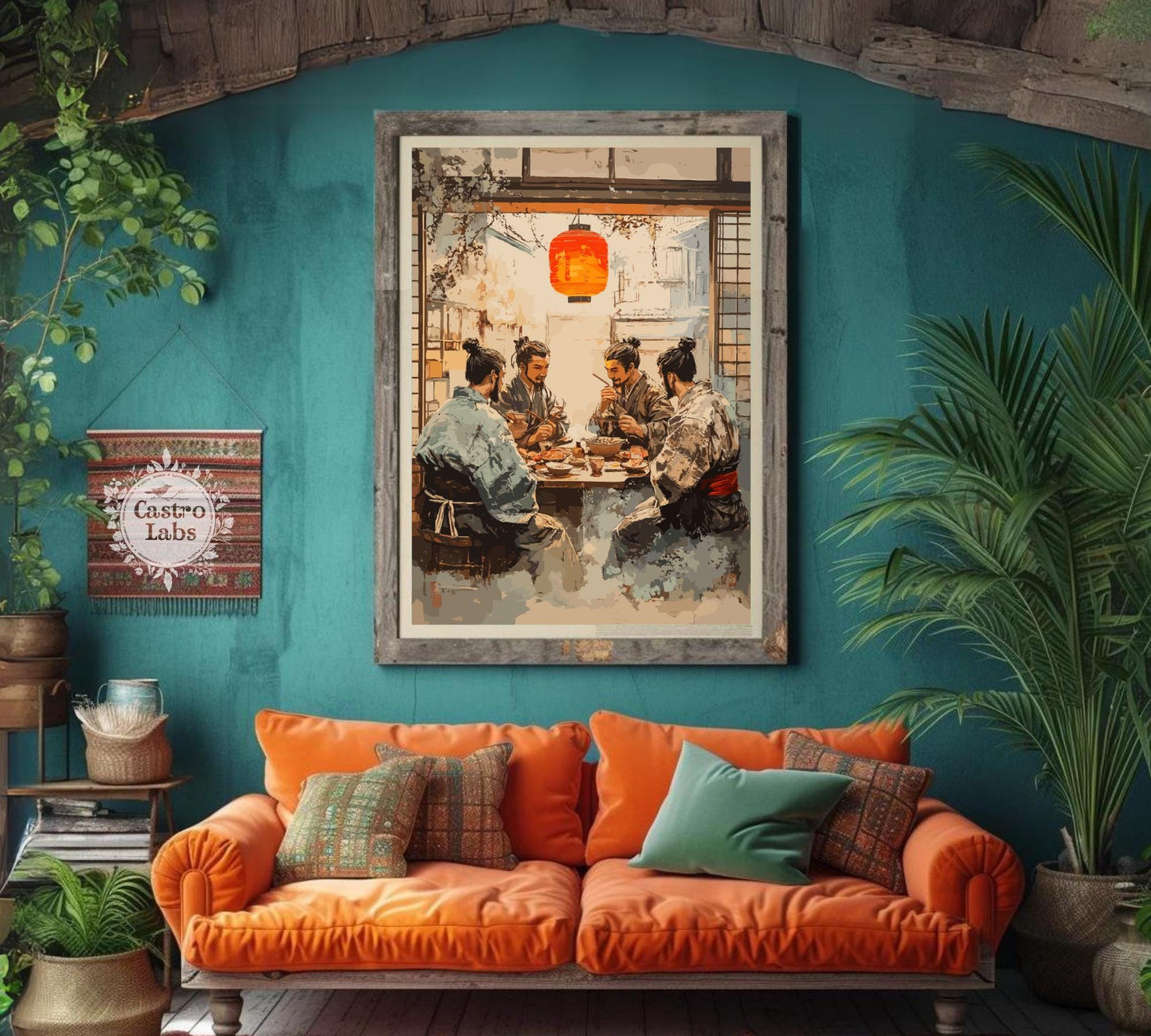 Samurai eating Ramen Poster, Japanese Samurai Poster, Ramen Poster, Home Décor, Japanese Food Poster Japanese Restaurant, Samurai Poster