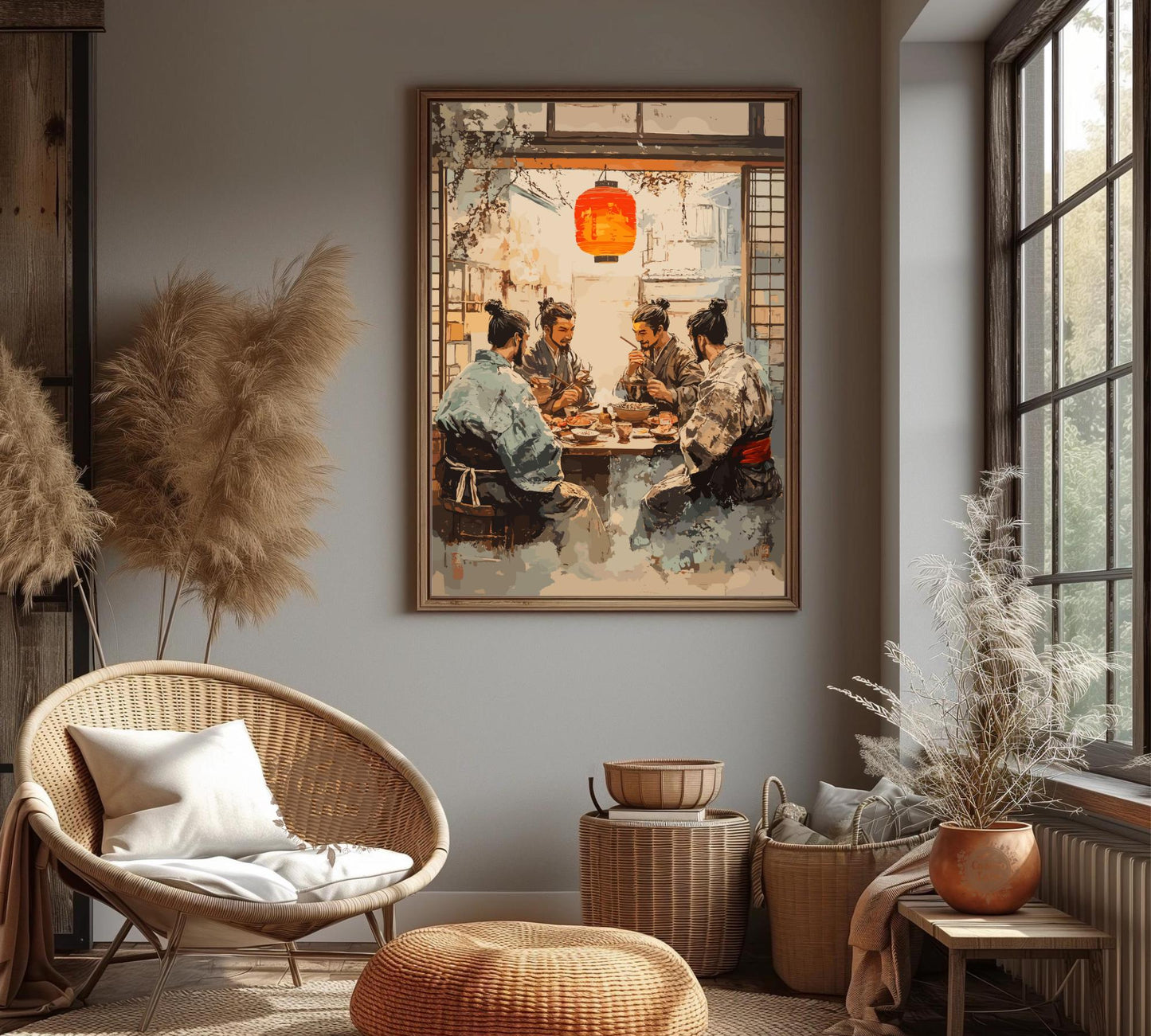 Samurai eating Ramen Poster, Japanese Samurai Poster, Ramen Poster, Home Décor, Japanese Food Poster Japanese Restaurant, Samurai Poster