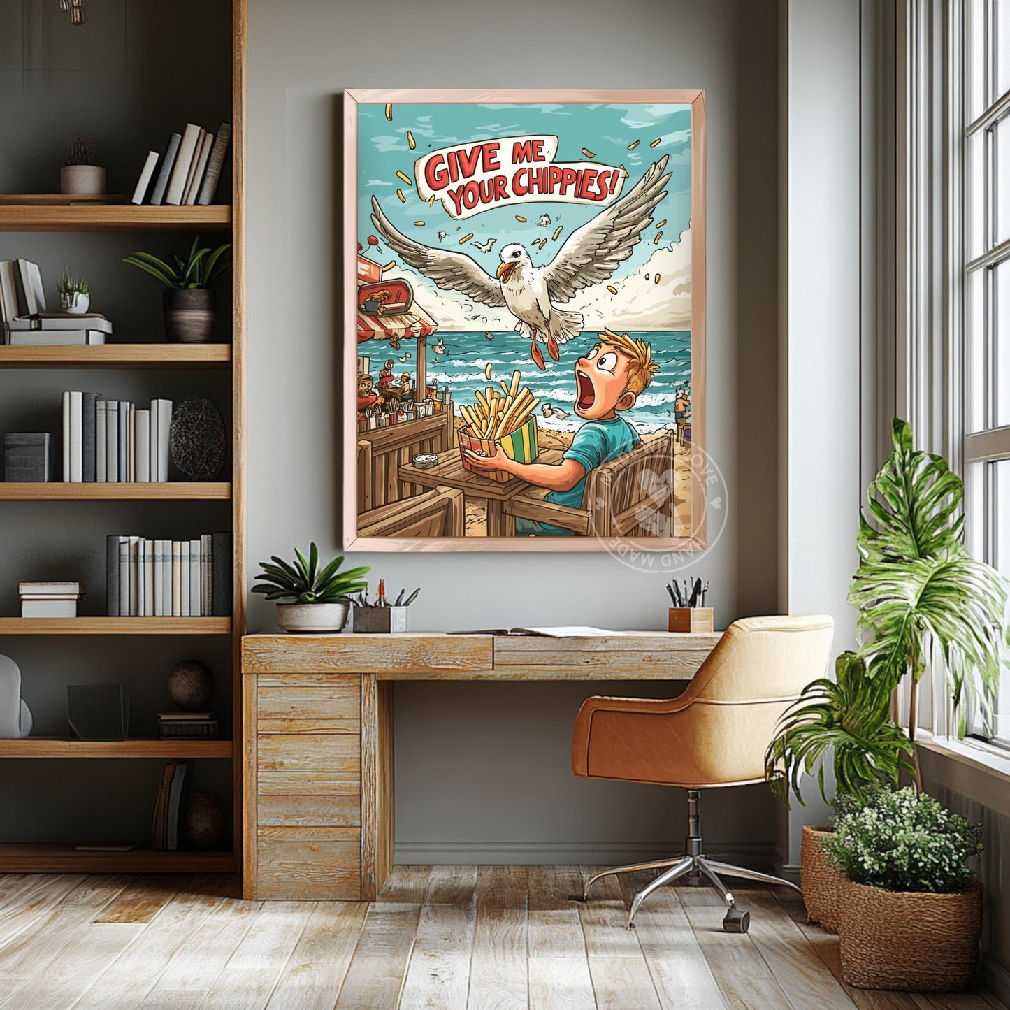 Funny Seagull Poster – Quirky Beach Art