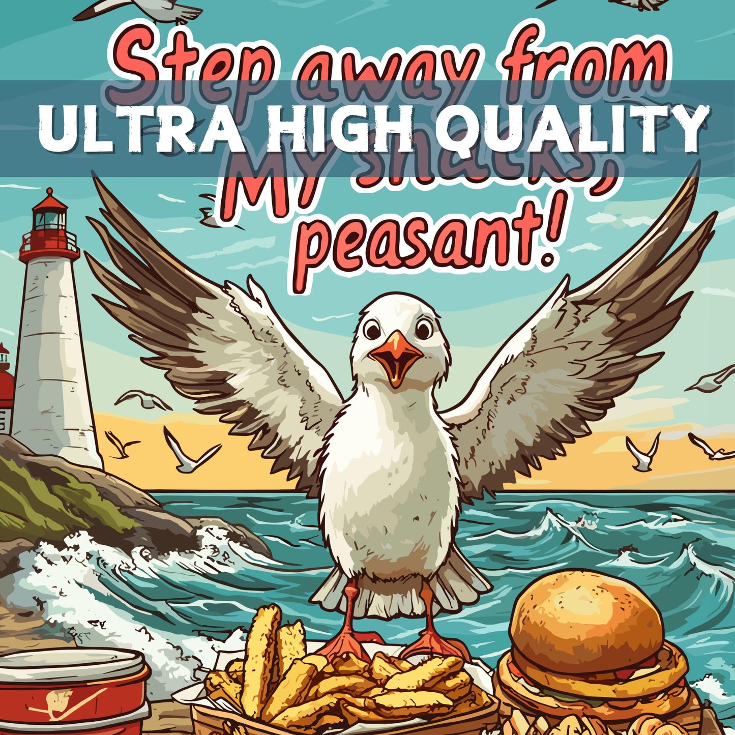 Funny Seagull Poster – “Step Away from My Snacks”