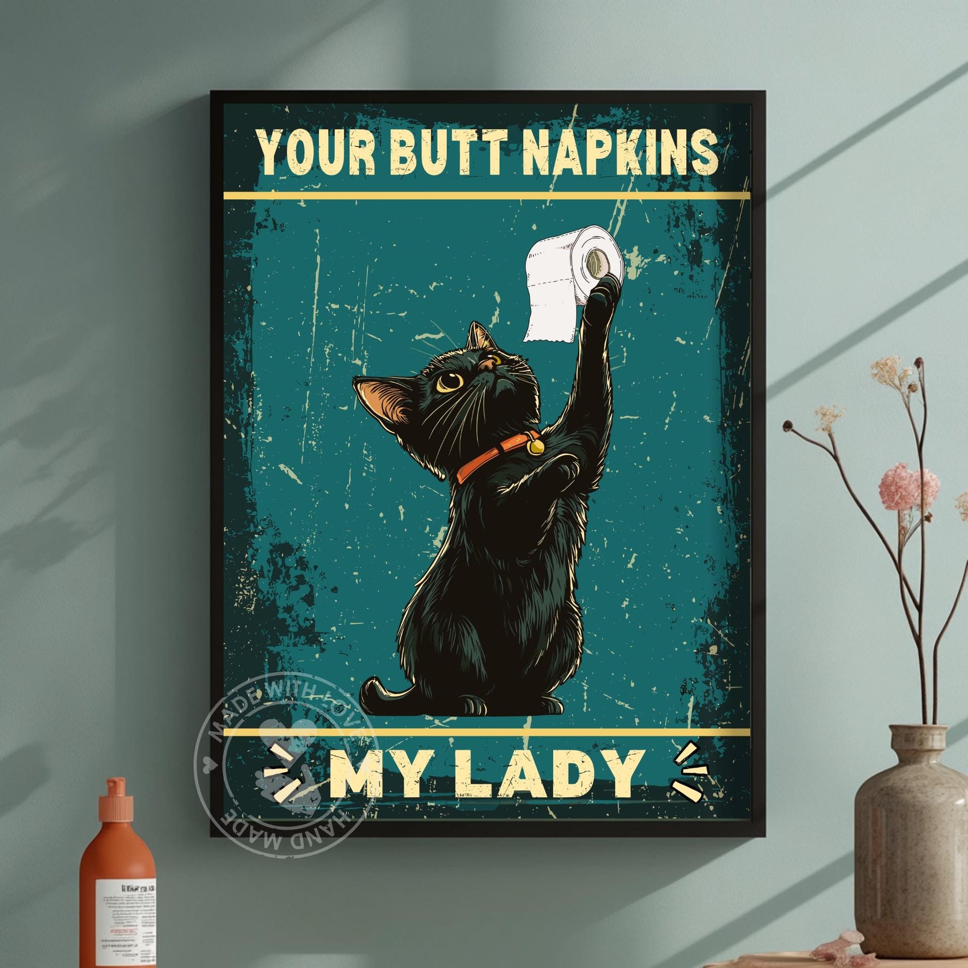 Funny Cat Bathroom Print