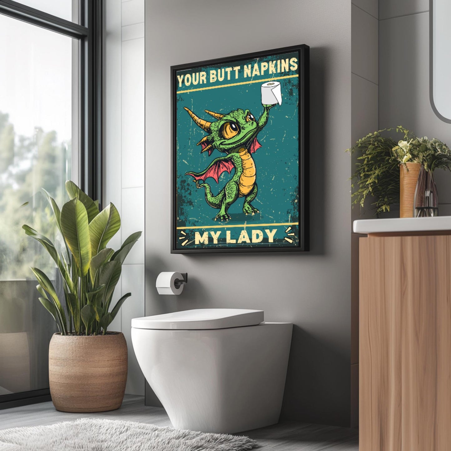 Funny Dragon Bathroom Print