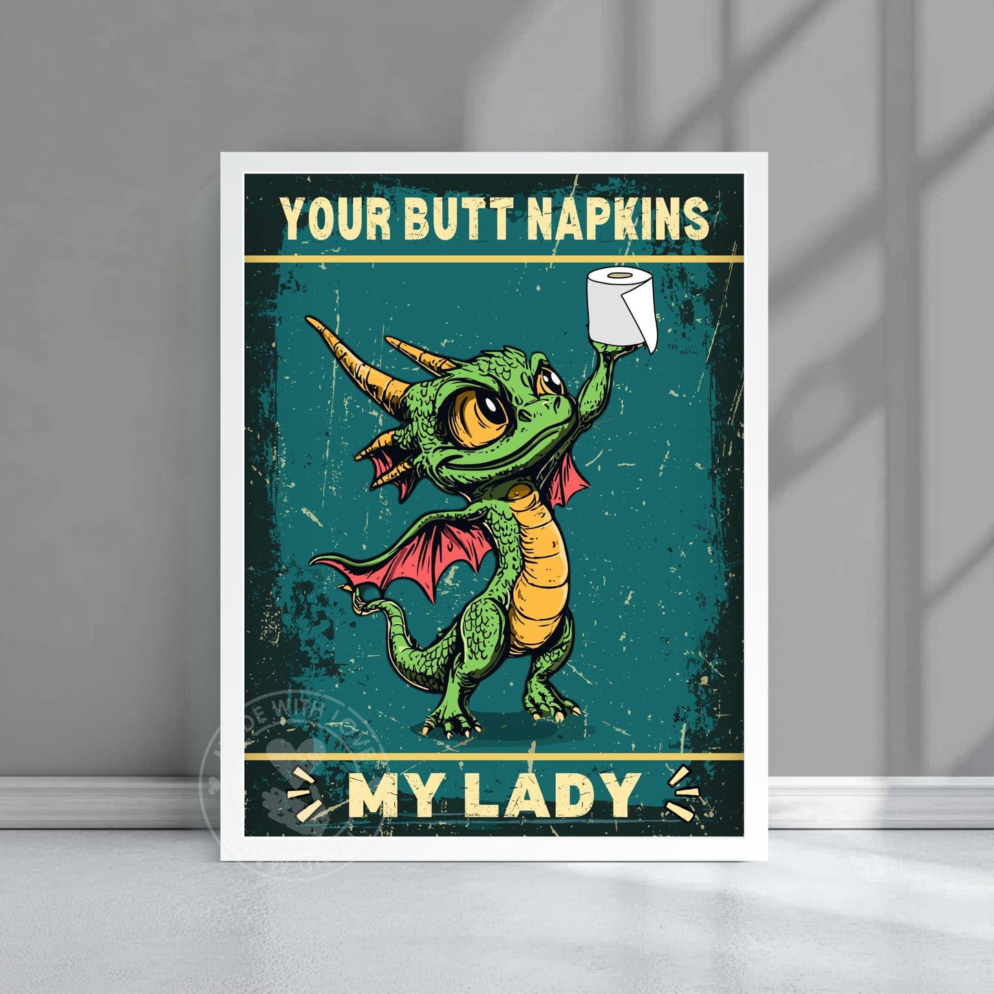 Funny Dragon Bathroom Print
