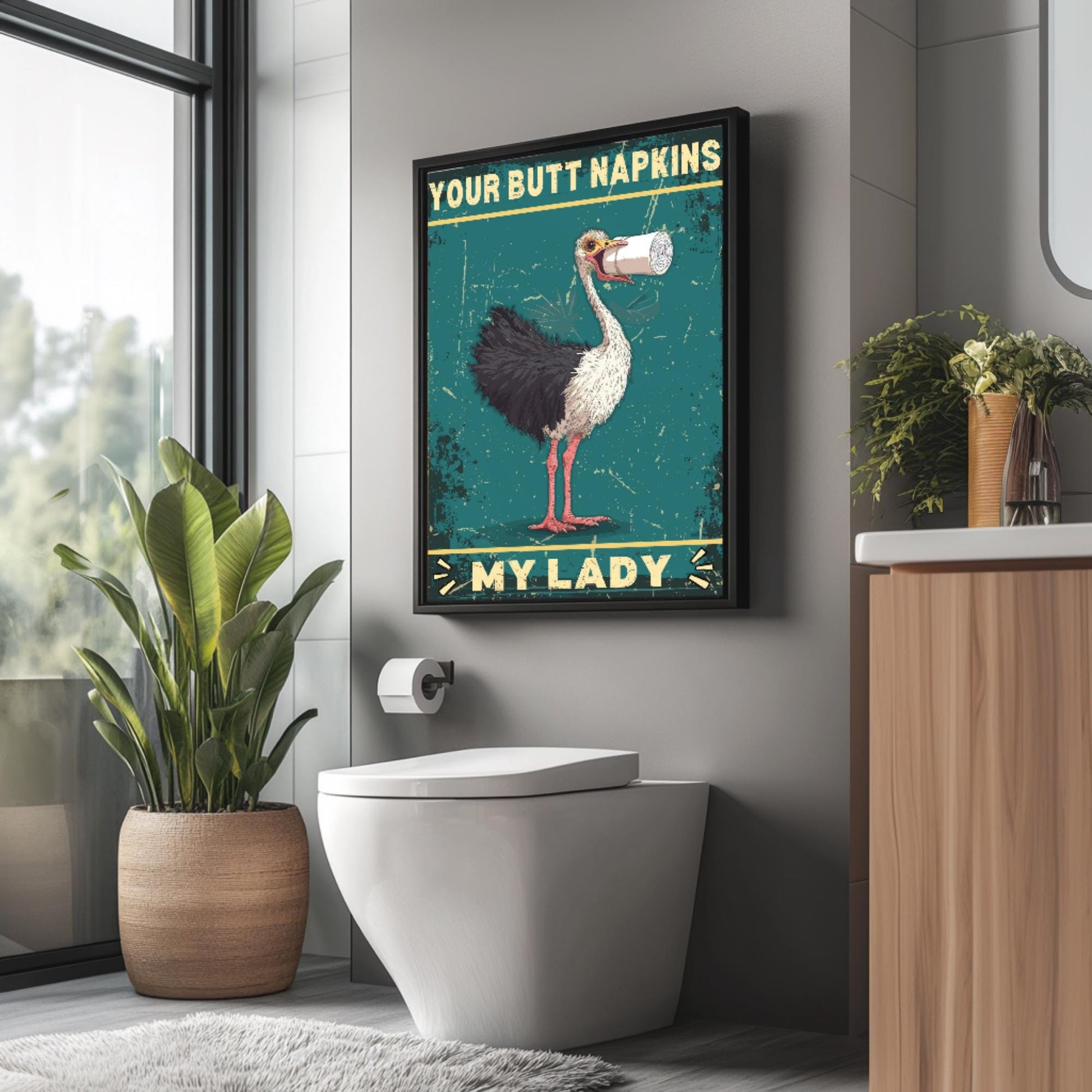 Funny Ostrich Bathroom Print