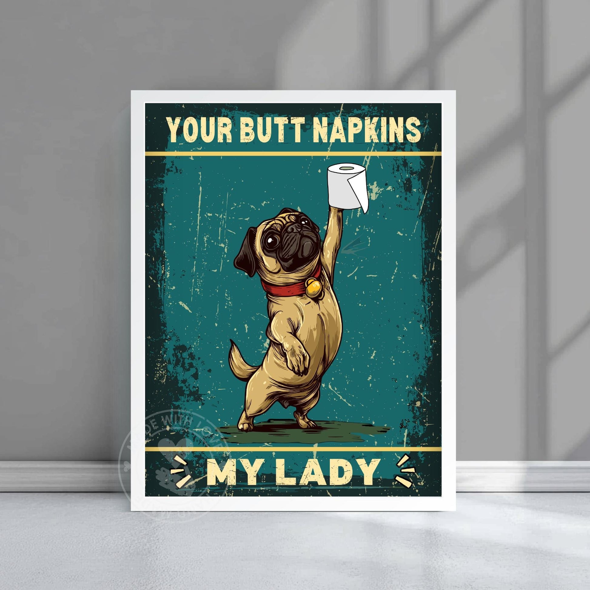 Funny Pug Bathroom Print